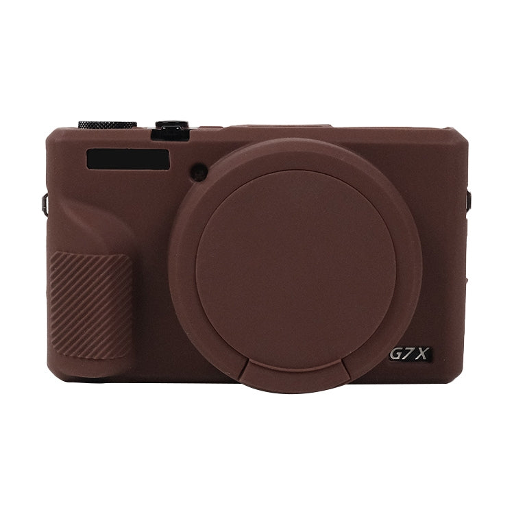 For Canon PowerShot G7 X Mark III / G7X3 Soft Silicone Protective Case with Lens Cover(Coffee) - Protective Case by PMC Jewellery | Online Shopping South Africa | PMC Jewellery