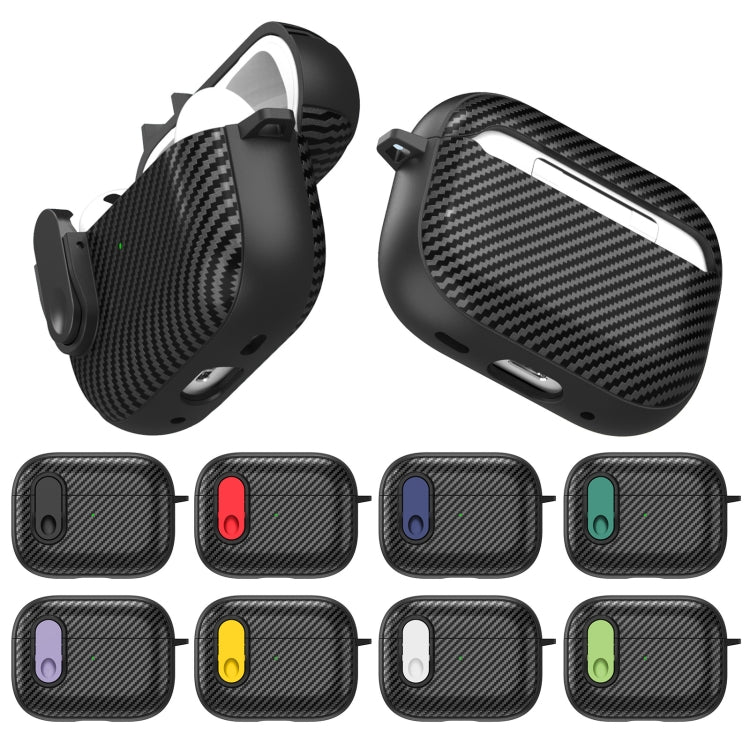 For AirPods Pro Carbon Fiber Texture Wireless Earphones Case with Security Lock(Green) - For AirPods Pro by PMC Jewellery | Online Shopping South Africa | PMC Jewellery | Buy Now Pay Later Mobicred