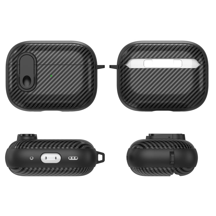 For AirPods 2 / 1 Carbon Fiber Texture Wireless Earphones Case with Security Lock(Black) - For AirPods 1/2 by PMC Jewellery | Online Shopping South Africa | PMC Jewellery | Buy Now Pay Later Mobicred
