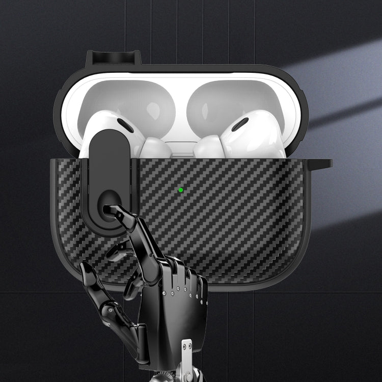 For AirPods Pro Carbon Fiber Texture Wireless Earphones Case with Security Lock(Purple) - For AirPods Pro by PMC Jewellery | Online Shopping South Africa | PMC Jewellery | Buy Now Pay Later Mobicred