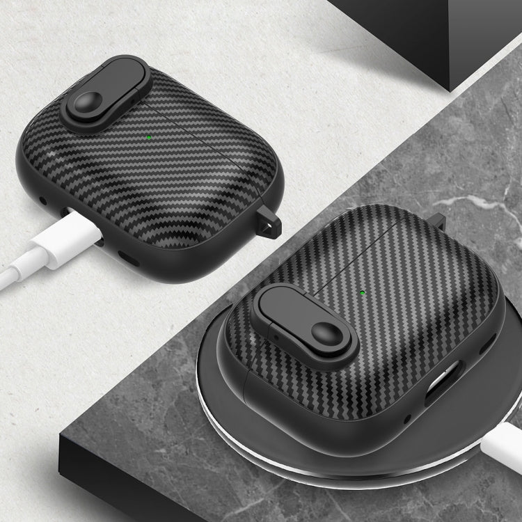 For AirPods 2 / 1 Carbon Fiber Texture Wireless Earphones Case with Security Lock(Green) - For AirPods 1/2 by PMC Jewellery | Online Shopping South Africa | PMC Jewellery | Buy Now Pay Later Mobicred