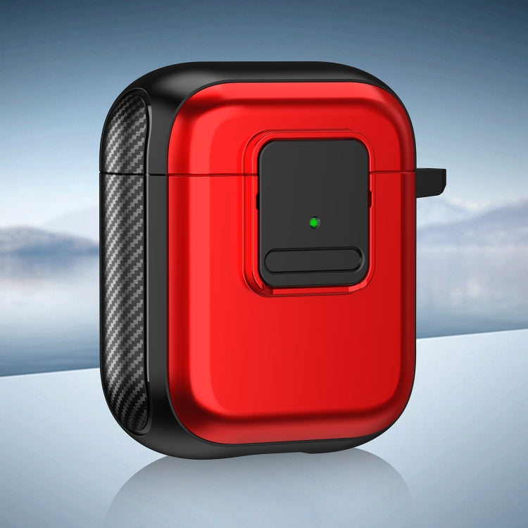 For AirPods 2 / 1 TPU + PC Wireless Earphones Case with Magnetic Switch(Red) - For AirPods 1/2 by PMC Jewellery | Online Shopping South Africa | PMC Jewellery | Buy Now Pay Later Mobicred
