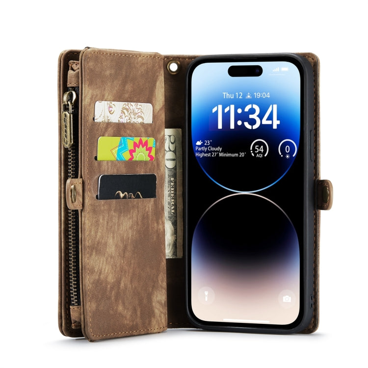 For iPhone 15 Pro CaseMe 008 Detachable Multifunctional Leather Phone Case(Brown) - iPhone 15 Pro Cases by CaseMe | Online Shopping South Africa | PMC Jewellery | Buy Now Pay Later Mobicred