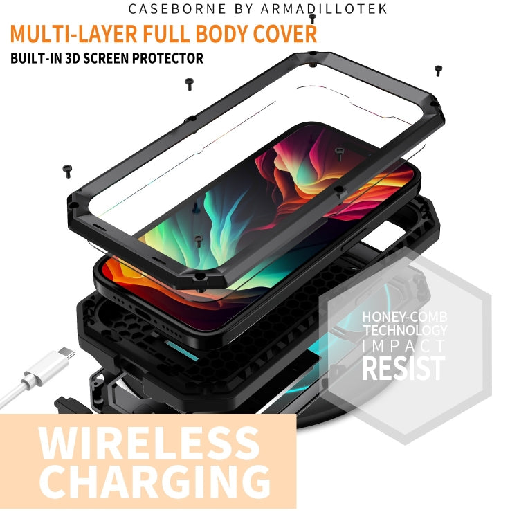 For iPhone 15 Pro R-JUST Sliding Camera IP54 Life Waterproof Holder Phone Case(Black) - iPhone 15 Pro Cases by R-JUST | Online Shopping South Africa | PMC Jewellery | Buy Now Pay Later Mobicred