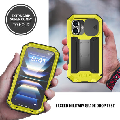 For iPhone 16 R-JUST Sliding Camera IP54 Life Waterproof Holder Phone Case(Yellow) - iPhone 16 Cases by R-JUST | Online Shopping South Africa | PMC Jewellery | Buy Now Pay Later Mobicred