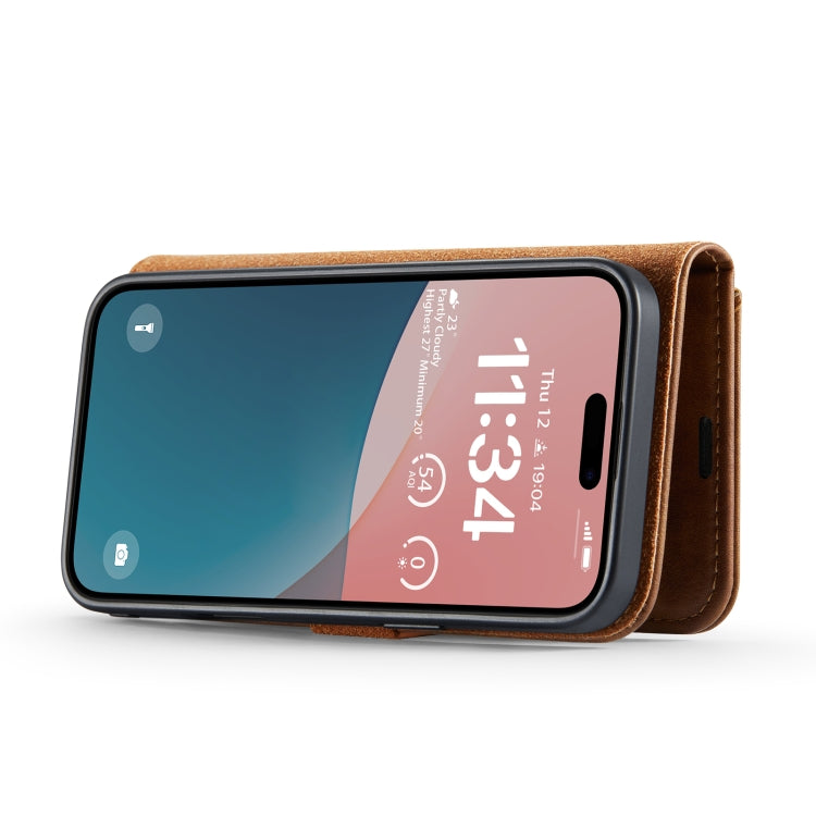 For iPhone 16 Plus DG.MING Crazy Horse Texture Detachable Magnetic Leather Phone Case(Brown) - free shipping - PMC Jewellery - Order now!