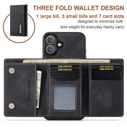 For iPhone 16 Plus DG.MING M1 Series 3-Fold Multi Card Wallet Leather Phone Case(Black) - iPhone 16 Plus Cases by DG.MING | Online Shopping South Africa | PMC Jewellery | Buy Now Pay Later Mobicred