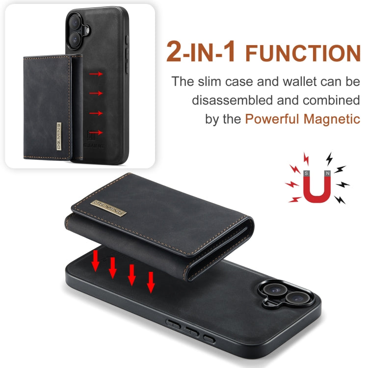 For iPhone 16 Plus DG.MING M1 Series 3-Fold Multi Card Wallet Leather Phone Case(Black) - free shipping - PMC Jewellery - Order now!