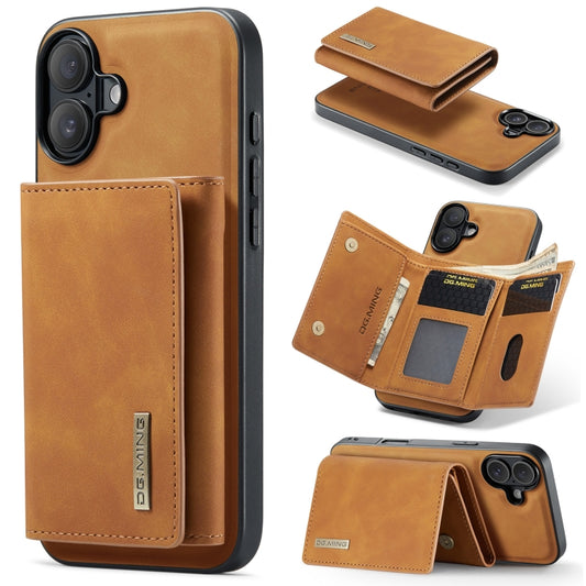 For iPhone 16 DG.MING M1 Series 3-Fold Multi Card Wallet Leather Phone Case(Brown) - iPhone 16 Cases by DG.MING | Online Shopping South Africa | PMC Jewellery | Buy Now Pay Later Mobicred