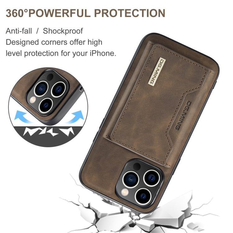 For iPhone 15 Pro DG.MING M2 Series 3-Fold Card Bag Wallet Leather Phone Case(Coffee) - iPhone 15 Pro Cases by DG.MING | Online Shopping South Africa | PMC TechLife | Buy Now Pay Later Mobicred