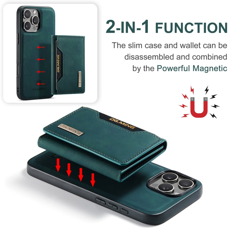 For iPhone 16 Pro Max DG.MING M2 Series 3-Fold Card Bag Wallet Leather Phone Case(Green) - iPhone 16 Pro Max Cases by DG.MING | Online Shopping South Africa | PMC Jewellery | Buy Now Pay Later Mobicred