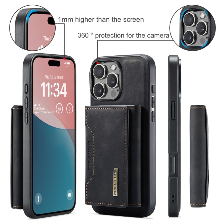 For iPhone 16 Pro DG.MING M2 Series 3-Fold Card Bag Wallet Leather Phone Case(Black) - iPhone 16 Pro Cases by DG.MING | Online Shopping South Africa | PMC Jewellery | Buy Now Pay Later Mobicred