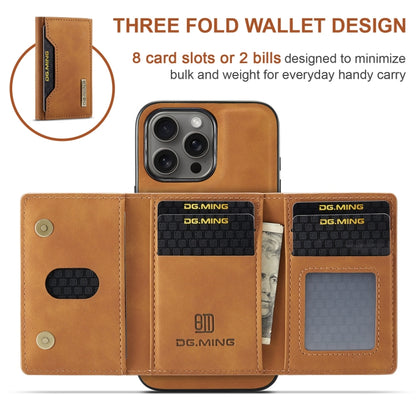 For iPhone 16 Pro DG.MING M2 Series 3-Fold Card Bag Wallet Leather Phone Case(Brown) - iPhone 16 Pro Cases by DG.MING | Online Shopping South Africa | PMC Jewellery | Buy Now Pay Later Mobicred