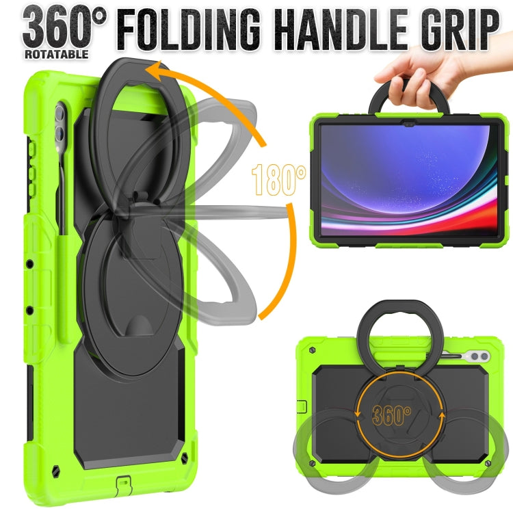 For Samsung Galaxy Tab S10 Ultra D Type Silicone Hybrid PC Tablet Case with Handle Holder(Yellow Green) - Galaxy Tab S9 Ultra Cases by PMC Jewellery | Online Shopping South Africa | PMC Jewellery | Buy Now Pay Later Mobicred