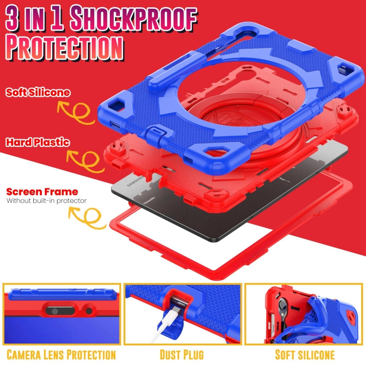 For Samsung Galaxy Tab S9 Spider Rotation Handle Silicone Hybrid PC Tablet Case(Red Blue) - Galaxy Tab S9 Cases by PMC Jewellery | Online Shopping South Africa | PMC Jewellery | Buy Now Pay Later Mobicred