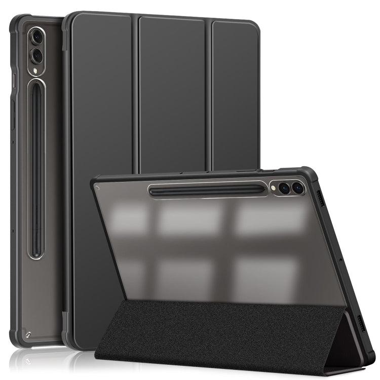 For Samsung Galaxy Tab S9+ Acrylic 3-folding Smart Leather Tablet Case(Black) - Galaxy Tab S9+ Cases by PMC TechLife | Online Shopping South Africa | PMC TechLife