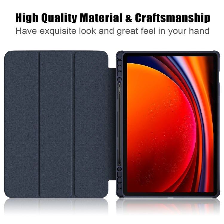 For Samsung Galaxy Tab S9+ Acrylic 3-folding Smart Leather Tablet Case(Dark Blue) - free shipping - PMC Jewellery - Order now!
