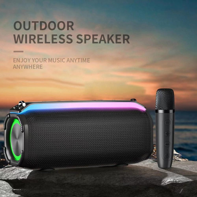 New RiXing NR8809 20W Outdoor Portable TWS Smart Wireless Bluetooth Speaker, Style:Single Mic(Black) - Desktop Speaker by NewRixing | Online Shopping South Africa | PMC Jewellery | Buy Now Pay Later Mobicred