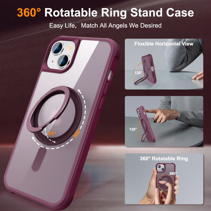 For iPhone 14 Plus MagSafe Magnetic Rotating Holder Phone Case(Wine Red) - iPhone 14 Plus Cases by PMC Jewellery | Online Shopping South Africa | PMC Jewellery