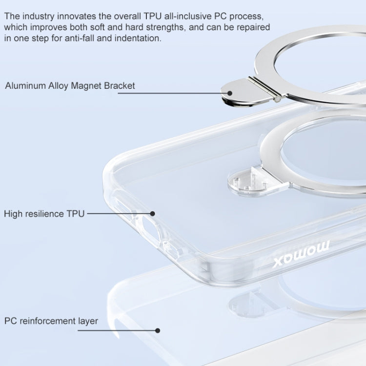 For iPhone 15 Pro Max MOMAX Magsafe Metal Holder Clear Phone Case(Transparent) - iPhone 15 Pro Max Cases by MOMAX | Online Shopping South Africa | PMC Jewellery | Buy Now Pay Later Mobicred