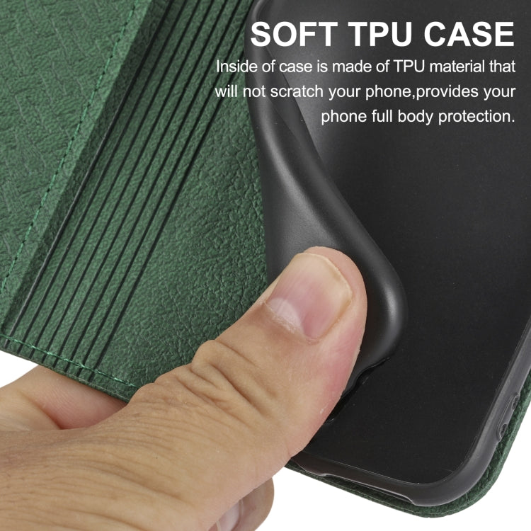 For iPhone 16 Pro Max Woven Texture Stitching Magnetic Leather Phone Case(Green) - iPhone 16 Pro Max Cases by PMC TechLife | Online Shopping South Africa | PMC TechLife | Buy Now Pay Later Mobicred