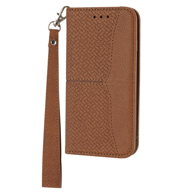 For iPhone SE 2024 Woven Texture Stitching Magnetic Leather Phone Case(Brown) - More iPhone Cases by PMC Jewellery | Online Shopping South Africa | PMC Jewellery | Buy Now Pay Later Mobicred