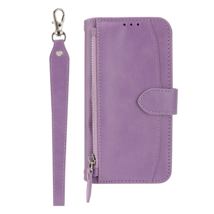 For iPhone 16 Pro Oil Skin Zipper Wallet Leather Phone Case(Purple) - iPhone 16 Pro Cases by PMC Jewellery | Online Shopping South Africa | PMC Jewellery | Buy Now Pay Later Mobicred