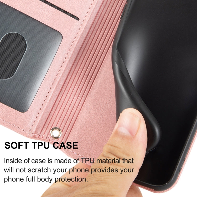 For iPhone 16 Pro Max Embossed Stripes Skin Feel Leather Phone Case(Pink) - iPhone 16 Pro Max Cases by PMC Jewellery | Online Shopping South Africa | PMC Jewellery | Buy Now Pay Later Mobicred