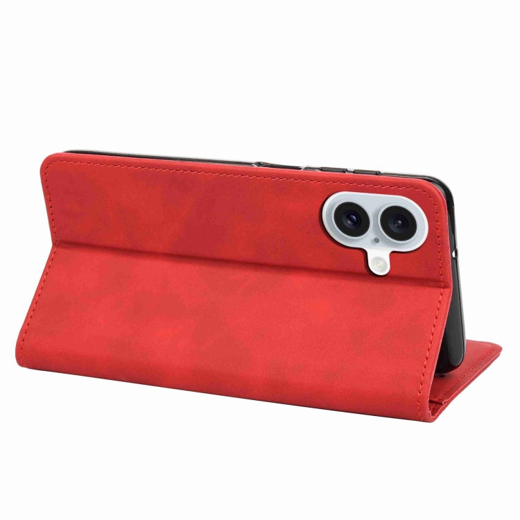 For iPhone 16 Skin Feel Splicing Leather Phone Case(Red) - iPhone 16 Cases by PMC Jewellery | Online Shopping South Africa | PMC Jewellery | Buy Now Pay Later Mobicred