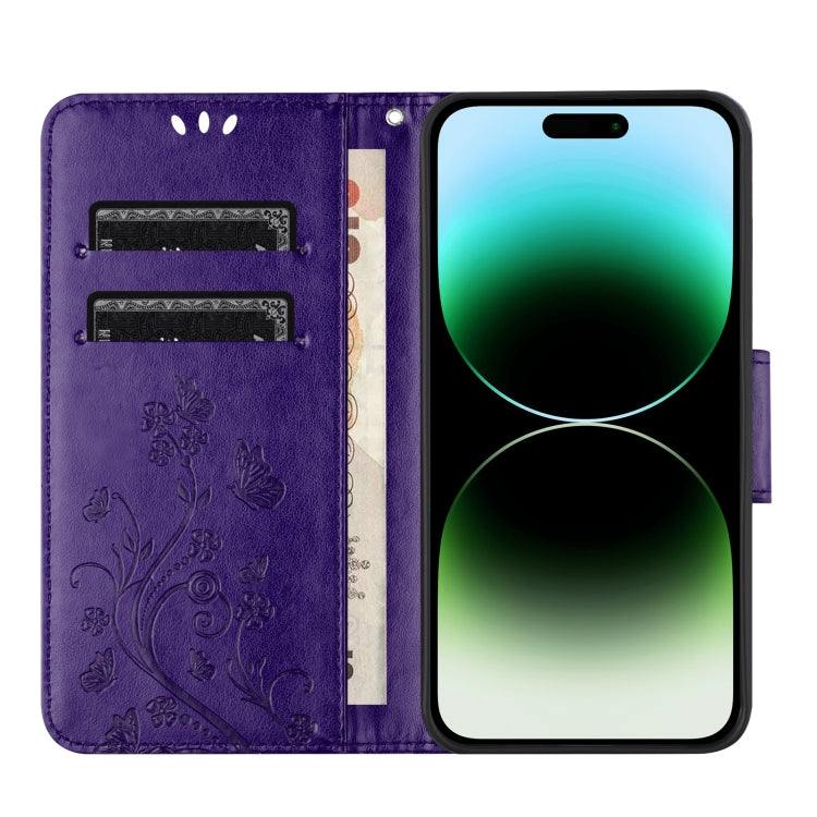 For iPhone 16 Pro Butterfly Flower Pattern Flip Leather Phone Case(Dark Purple) - iPhone 16 Pro Cases by PMC Jewellery | Online Shopping South Africa | PMC Jewellery | Buy Now Pay Later Mobicred