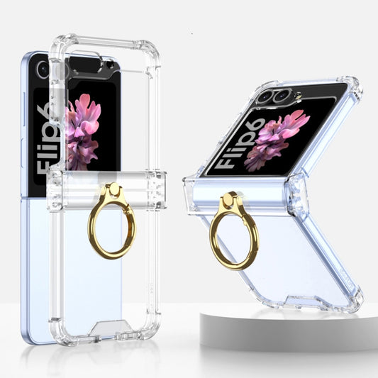 For Samsung Galaxy Z Flip6 Gkk Airbag Hinge Silicone Phone Case with Ring Holder(Transparent) - Galaxy Z Flip6 5G Cases by GKK | Online Shopping South Africa | PMC Jewellery | Buy Now Pay Later Mobicred