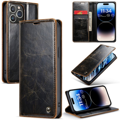 For iPhone 15 Pro Max CaseMe 003 Crazy Horse Texture Leather Phone Case(Coffee) - iPhone 15 Pro Max Cases by CaseMe | Online Shopping South Africa | PMC Jewellery | Buy Now Pay Later Mobicred