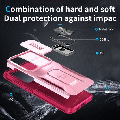 For Samsung Galaxy S24+ 5G / S25+ 5G Sliding Camshield Holder Phone Case(Pink + Rose Red) - Galaxy S24+ 5G Cases by PMC Jewellery | Online Shopping South Africa | PMC Jewellery | Buy Now Pay Later Mobicred