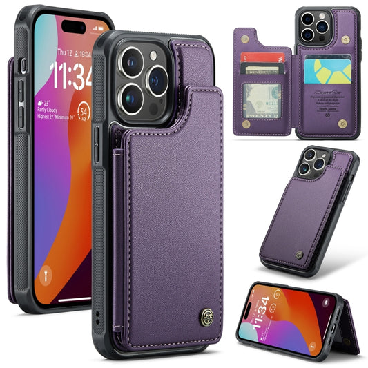 For iPhone 15 Pro CaseMe C22 Card Slots Holder RFID Anti-theft Phone Case(Purple) - iPhone 15 Pro Cases by CaseMe | Online Shopping South Africa | PMC Jewellery | Buy Now Pay Later Mobicred