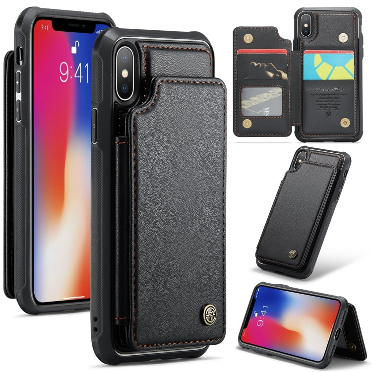 For iPhone XS / X CaseMe C22 Card Slots Holder RFID Anti-theft Phone Case(Black) - More iPhone Cases by CaseMe | Online Shopping South Africa | PMC Jewellery | Buy Now Pay Later Mobicred