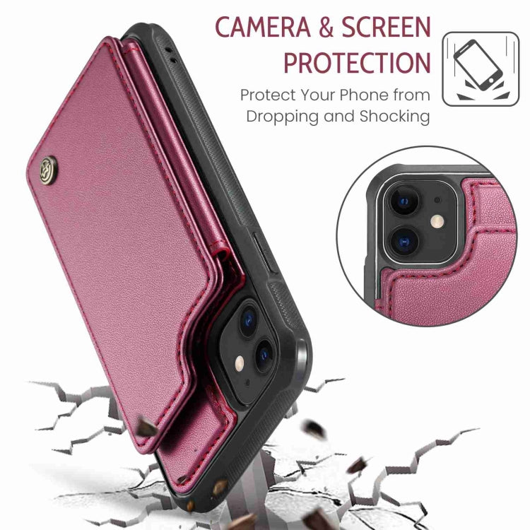 For iPhone 11 CaseMe C22 Card Slots Holder RFID Anti-theft Phone Case(Wine Red) - iPhone 11 Cases by CaseMe | Online Shopping South Africa | PMC Jewellery | Buy Now Pay Later Mobicred