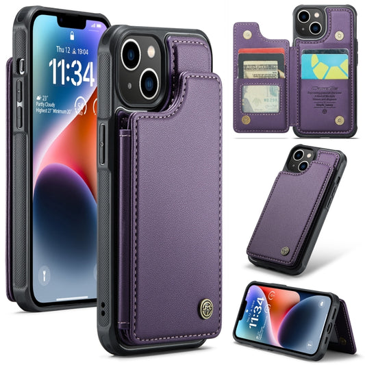 For iPhone 14 CaseMe C22 Card Slots Holder RFID Anti-theft Phone Case(Purple) - iPhone 14 Cases by CaseMe | Online Shopping South Africa | PMC Jewellery | Buy Now Pay Later Mobicred