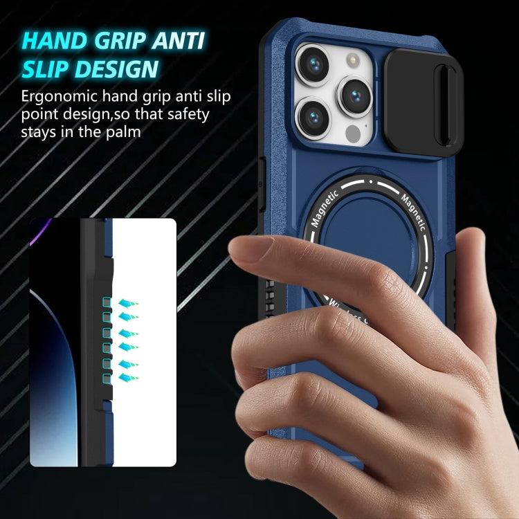 For iPhone 15 Pro Sliding Camshield Magsafe Holder TPU Hybrid PC Phone Case(Royal Blue) - iPhone 15 Pro Cases by PMC TechLife | Online Shopping South Africa | PMC TechLife