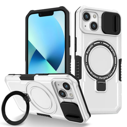 For iPhone 13 Sliding Camshield Magsafe Holder TPU Hybrid PC Phone Case(Black White) - iPhone 13 Cases by PMC Jewellery | Online Shopping South Africa | PMC Jewellery