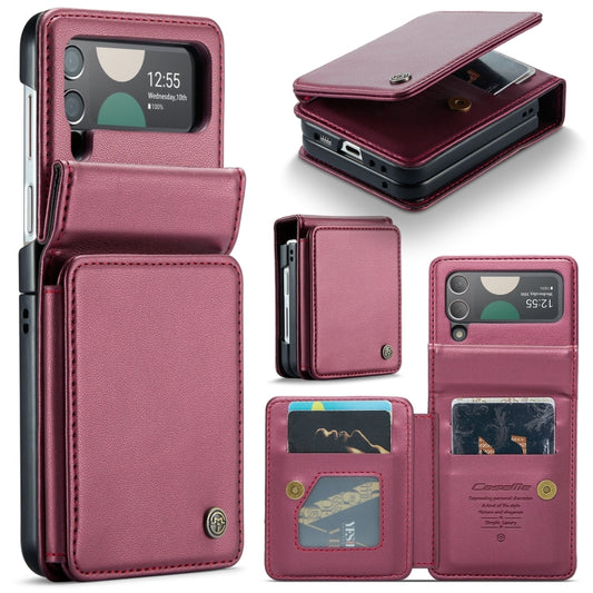 For Samsung Galaxy Z Flip4 5G CaseMe C22 PC+TPU Business Style RFID Anti-theft Leather Phone Case(Wine Red) - Galaxy Z Flip4 5G Cases by CaseMe | Online Shopping South Africa | PMC Jewellery | Buy Now Pay Later Mobicred