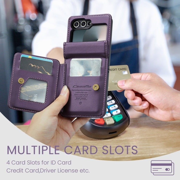 For Samsung Galaxy Z Flip6 5G CaseMe C22 PC+TPU Business Style RFID Anti-theft Leather Phone Case(Purple) - Galaxy Z Flip6 5G Cases by CaseMe | Online Shopping South Africa | PMC Jewellery | Buy Now Pay Later Mobicred