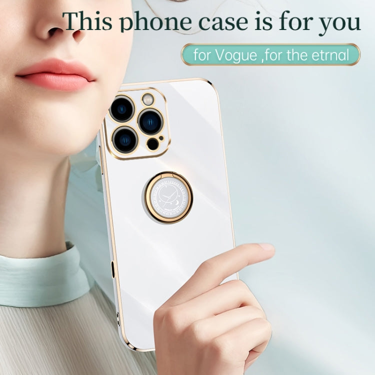 For iPhone 16 Pro XINLI Straight Edge 6D Electroplate TPU Phone Case with Ring Holder(Hawthorn Red) - iPhone 16 Pro Cases by XINLI | Online Shopping South Africa | PMC Jewellery | Buy Now Pay Later Mobicred