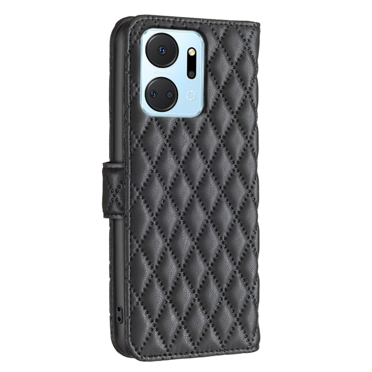 For Honor X7a Diamond Lattice Wallet Flip Leather Phone Case(Black) - Honor Cases by PMC Jewellery | Online Shopping South Africa | PMC Jewellery | Buy Now Pay Later Mobicred