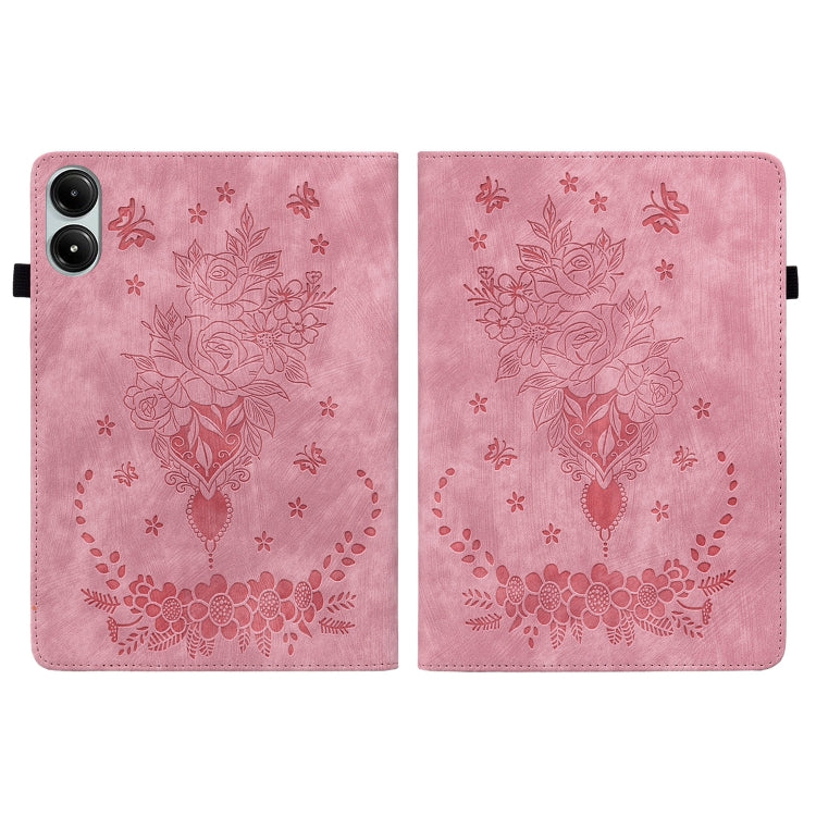 For Xiaomi Redmi Pad Pro 12.1 Butterfly Rose Embossed Leather Tablet Case(Pink) - More Tablet Cases by PMC Jewellery | Online Shopping South Africa | PMC Jewellery | Buy Now Pay Later Mobicred