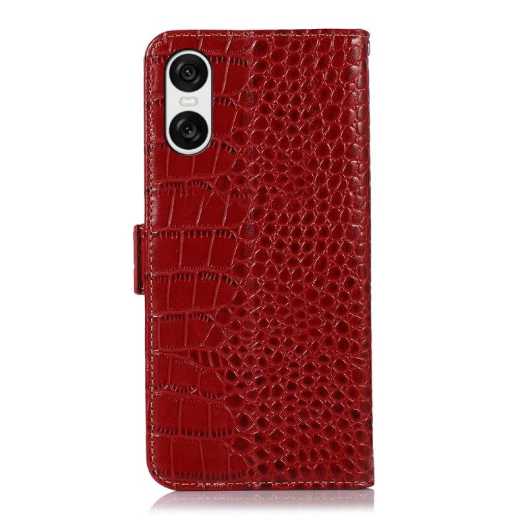 For Sony Xperia 10 VI Crocodile Top Layer Cowhide Leather Phone Case(Red) - Sony Cases by PMC TechLife | Online Shopping South Africa | PMC TechLife | Buy Now Pay Later Mobicred