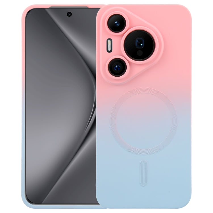 For Huawei Pura 70 Pro Liquid TPU Silicone Gradient MagSafe Phone Case(Pink Blue) - Huawei Cases by PMC Jewellery | Online Shopping South Africa | PMC Jewellery | Buy Now Pay Later Mobicred