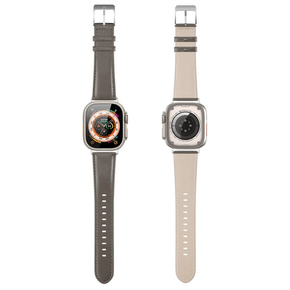 For Apple Watch 8 45mm  DUX DUCIS YS Series Genuine Leather Watch Band(Grey) - Watch Bands by DUX DUCIS | Online Shopping South Africa | PMC Jewellery | Buy Now Pay Later Mobicred