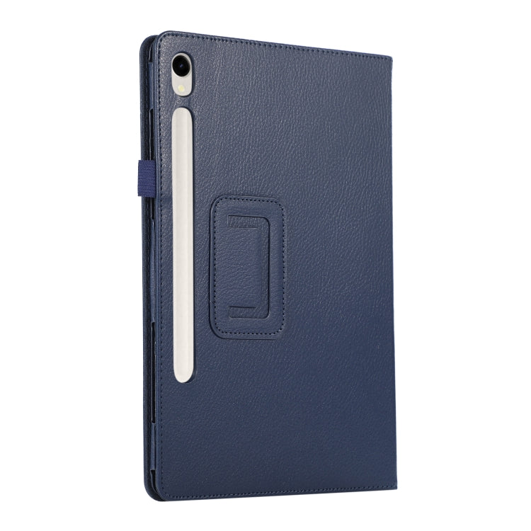 For Samsung Galaxy Tab S9 Litchi Texture Leather Tablet Case with Holder(Dark Blue) - Other Galaxy Tab PC by PMC Jewellery | Online Shopping South Africa | PMC Jewellery | Buy Now Pay Later Mobicred