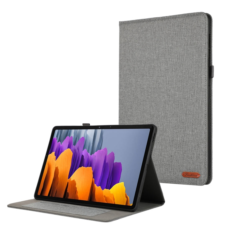 For Samsung Galaxy Tab S9 Horizontal Flip TPU + Fabric PU Leather Tablet Case(Grey) - Galaxy Tab S9 Cases by PMC Jewellery | Online Shopping South Africa | PMC Jewellery | Buy Now Pay Later Mobicred