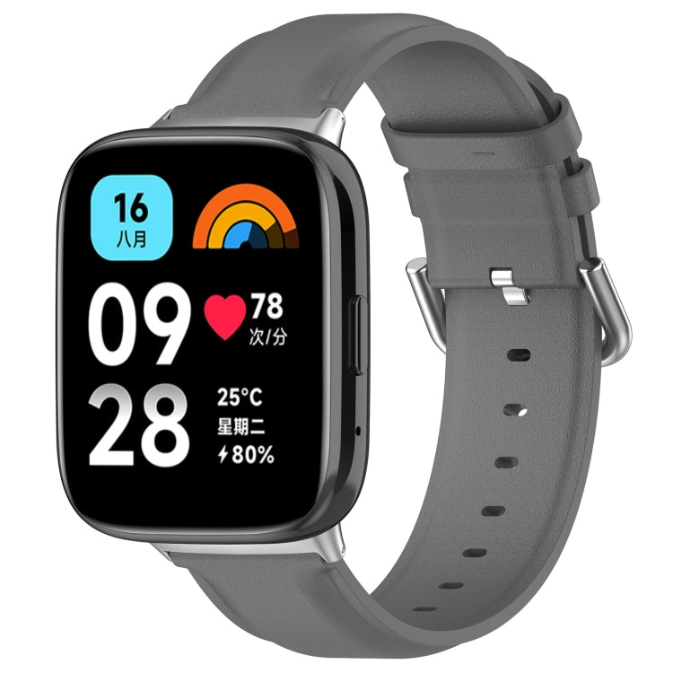 For Redmi Watch 3 Lite / Watch 3 Active Leather Replacement Watch Band(Grey) - Watch Bands by PMc TechLife | Online Shopping South Africa | PMc TechLife | Buy Now Pay Later Mobicred